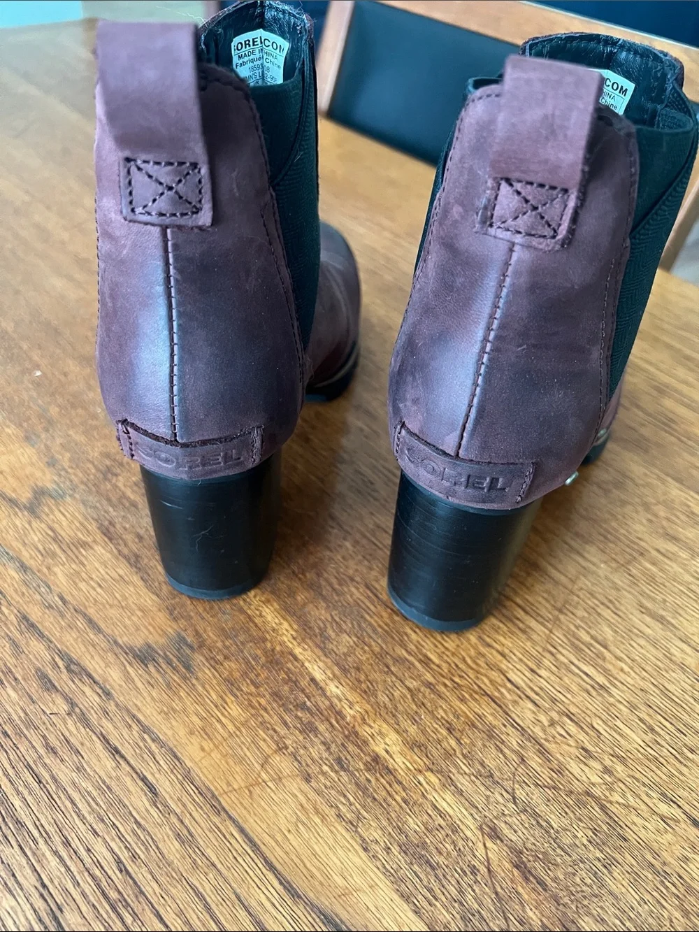 Sorel Chocolate Brown Suede Ankle Booties with Block Heel